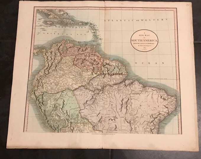 Rare John Cary Map 1807 - New Map Of South America , dated 1807