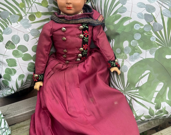 Rare Early 1900’s Fano Girl Doll In Traditional Dress With Letter From Previous Owner
