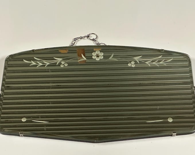 Vintage Etched Glass c1930’s Art Deco Wall Mirror With A Floral Design