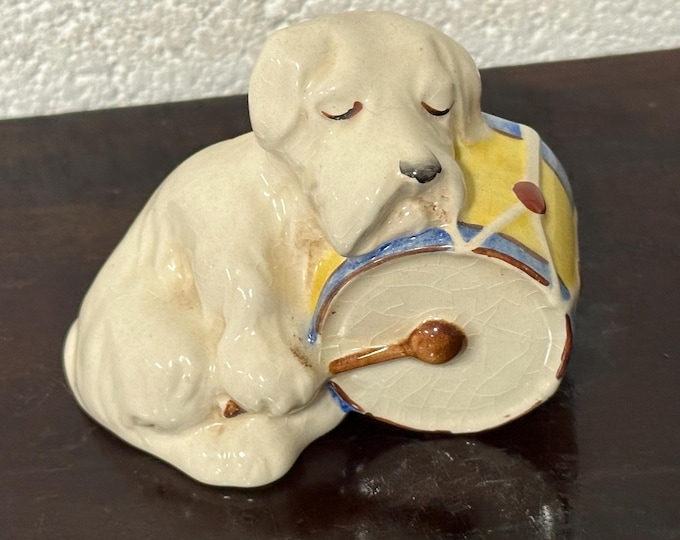 Lovely Beswick Dog Asleep On Drum Figurine 812