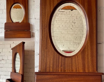 Original 1980’s Retro Teak Entry / Hallway Mirror With Hinged Storage Box