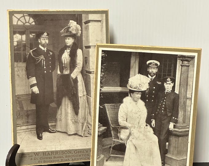 Two Antique Coronation Souvenir RPPC Cards King George V And Queen Mary - 1911