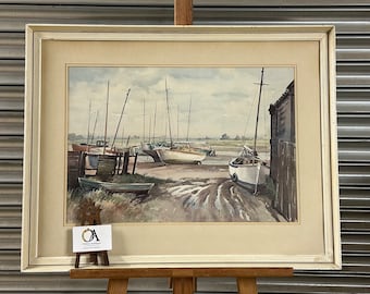Original Watercolour Low Tide on the Blackwater, Maldon, Essex by Albert Houghton