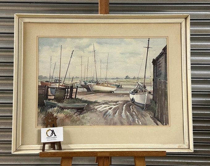 Original Watercolour Low Tide on the Blackwater, Maldon, Essex by Albert Houghton