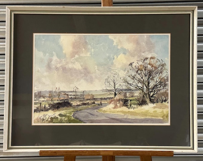 Beautiful Original Watercolour ‘Late Summer’ Near Bletsoe, Bedford, David Green - 1981