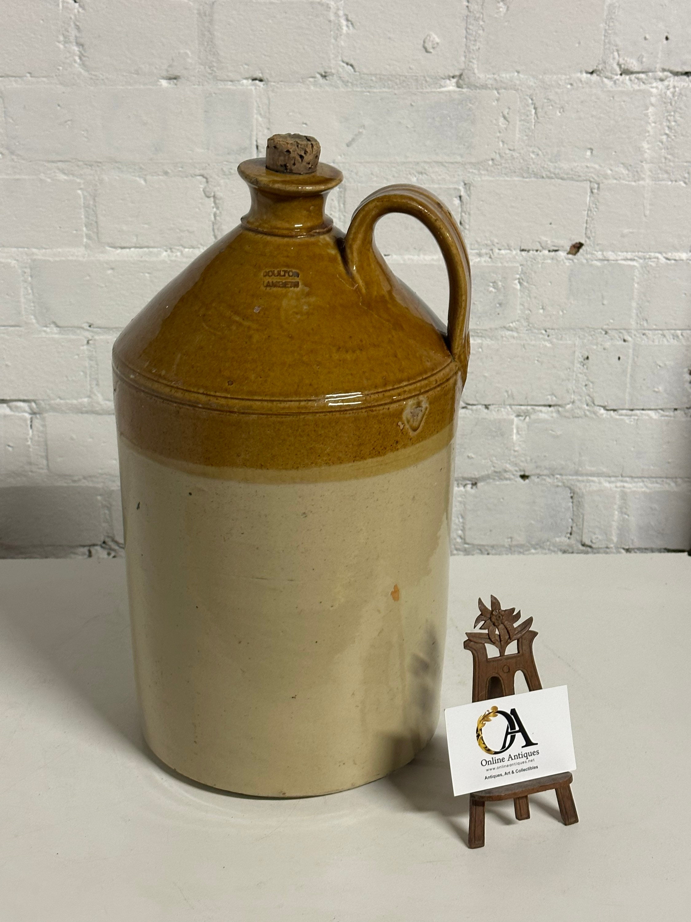 Original 19th Century Doulton Lambeth Earthenware Flagon Jug