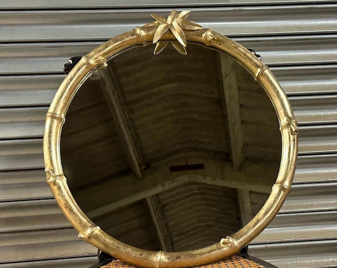 Beautiful Contemporary Gold Gilded Faux Bamboo Circular Wall Mirror