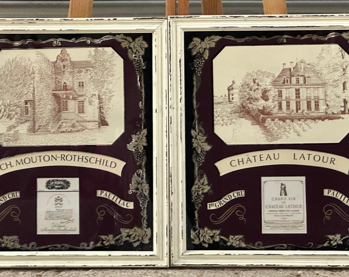 For the wine enthusiast! A Lovely Pair of Montage Mirrored Pictures Featuring Some of the Finest Vineyards and Wine Labels Available