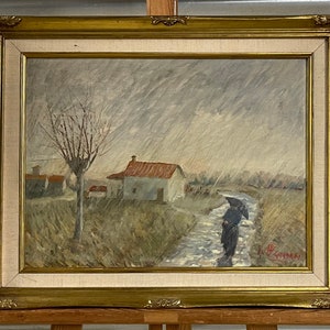 Beautiful Vintage Gilt Framed Original Oil Painting on Canvas By Italian Artist W Gennari