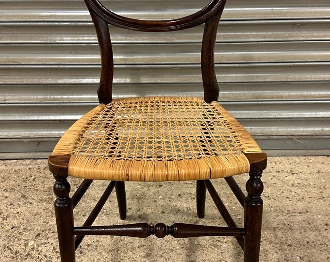 Beautiful Victorian Chair, Kidney Shaped Back With Caned Seat On Splayed Legs