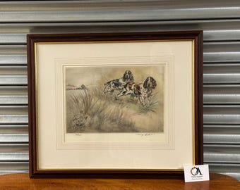 Lovely Henry Wilkinson Drypoint Etching, Cockers & Partridge Art - Limited Edition 106/250