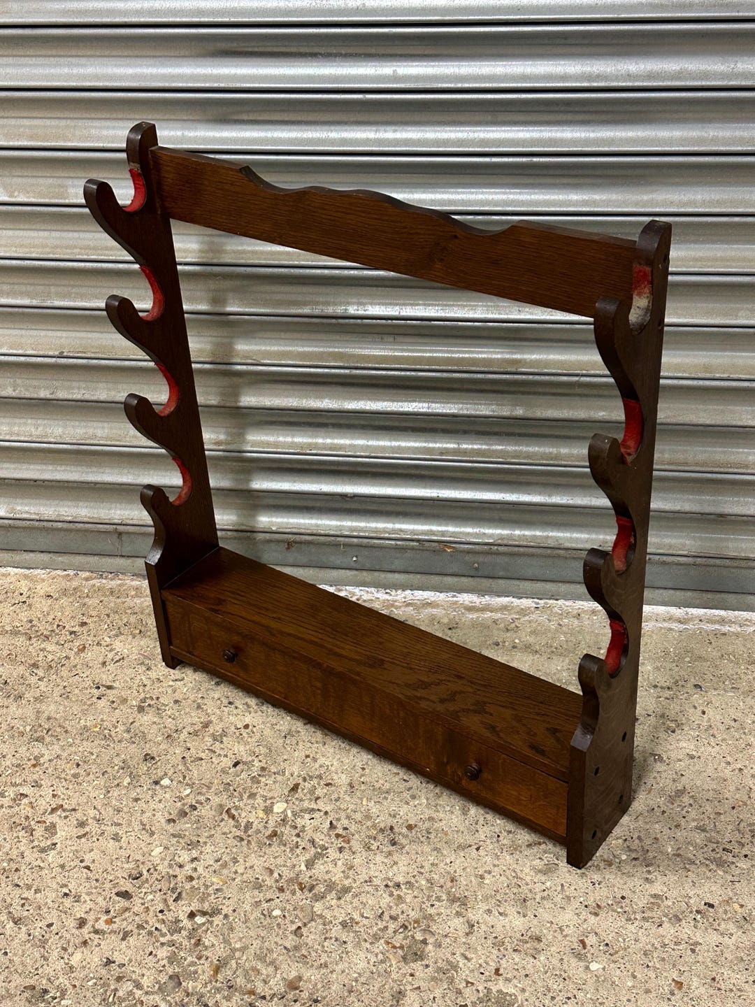 Vintage 1950’s /60’s Wooden Hunting Rifle Rack With Single Drawer ...