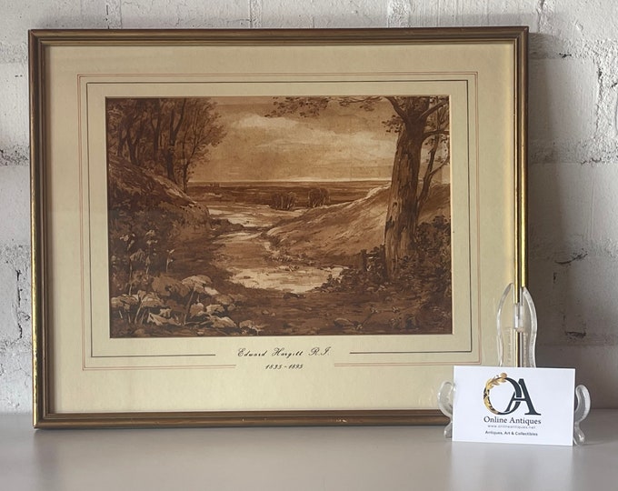 19thC Landscape Sepia Watercolour by the Scottish Artist Edward Hargitt, From Christies of the 24th Feb 1896