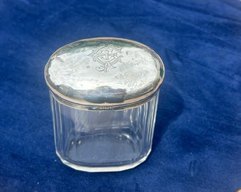 Victorian Sterling Silver 1897 Topped Glass Dressing Table Jar