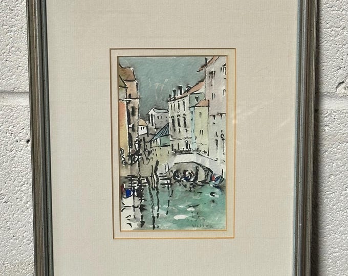 Original Stunning Brush & Wash Watercolour Of Venice By Artist David Weston