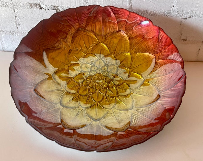 Gorgeous Large Contemporary Glass Centrepiece Bowl with Sunflower Design