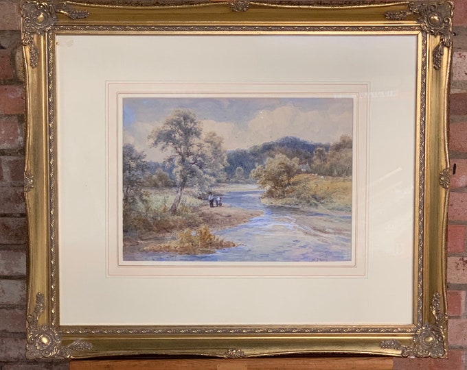 Beautiful 19th Century Watercolour Titled Collecting Water by William Joseph King