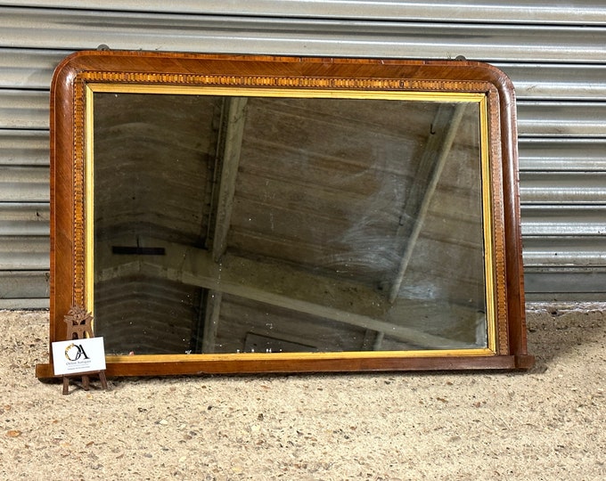 Beautiful Overmantle Mirror circa 1880 with Marquetry Edge
