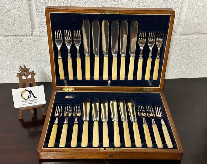 Beautiful Early 1900’s Penlington & Batty Of Liverpool Boxed Fish Cutlery Set