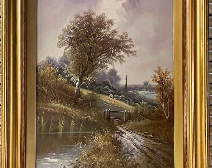 Beautiful Original 19th Century Framed and Glazed Painting Of A Typical English Countryside View