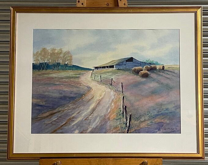 Beautiful Original Watercolour Farm Landscape Scene by Keith Rose  (1920-2007)