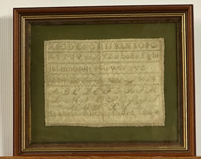 Antique Hand Made Needlework Sampler By Isabella Rutherford, Biggleswade 1994