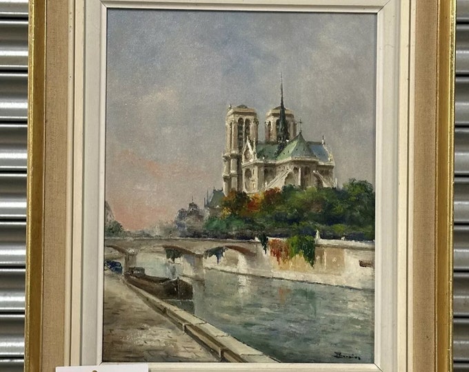 Original Oil Painting Of Notre Dame And The Seine In France By Julien Brosius