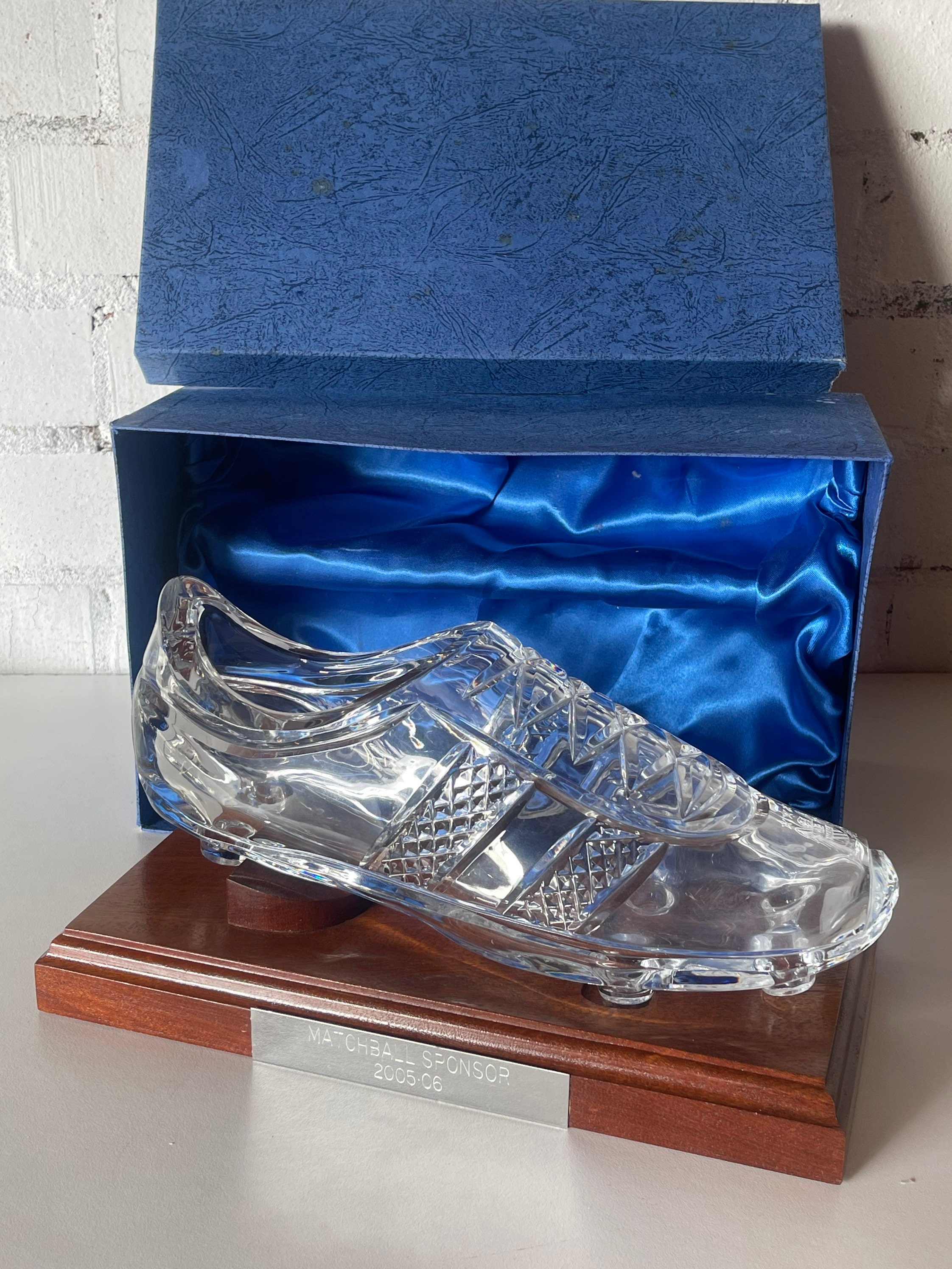 Rare Cut Glass MCFC Manchester City Football Boot Matchball Sponsor