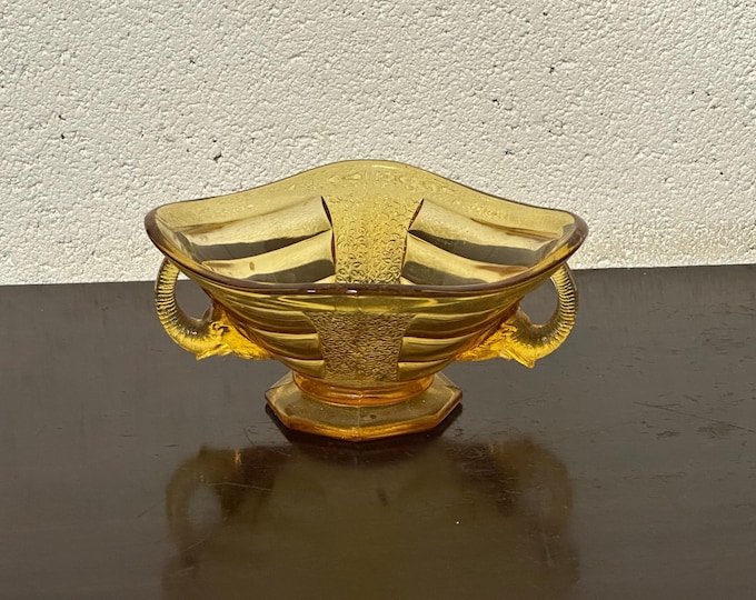 Art Deco Amber Glass Small 'Elephant' Bowl by Sowerby