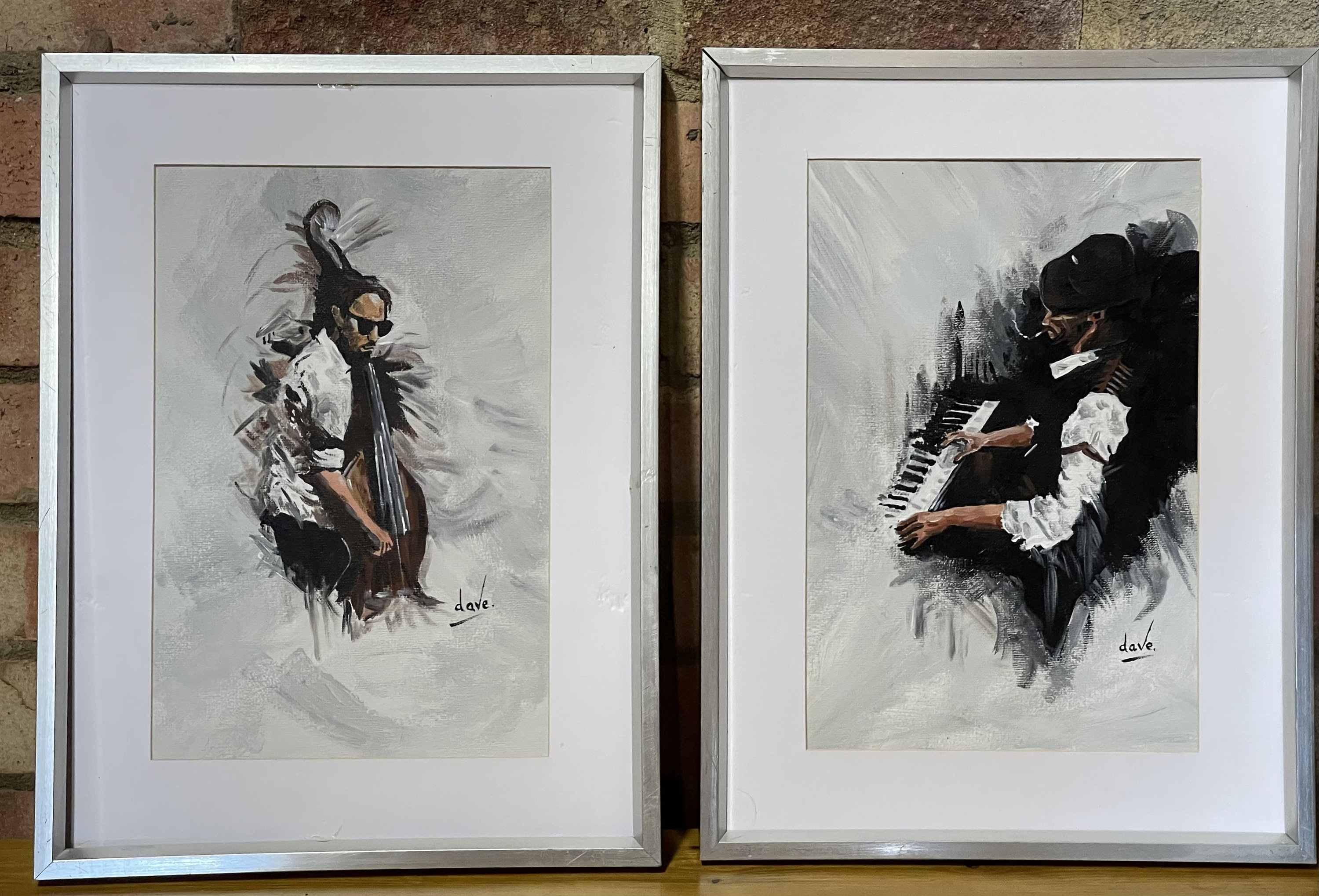 Pair Of Contemporary Oil Paintings Of Jazz Musicians Signed by the