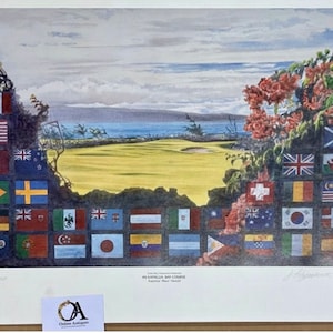 The World Cup of Golf 1987 Limited Edition 84/100 Print #Kapalua, Bay Course, Hawaii, from the Jim Fitzpatrick Collection.