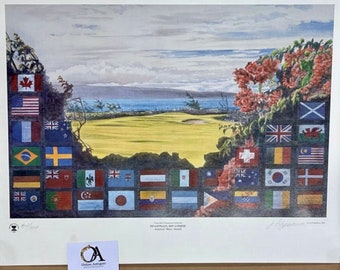The World Cup of Golf 1987 Limited Edition 84/100 Print #Kapalua, Bay Course, Hawaii, from the Jim Fitzpatrick Collection.