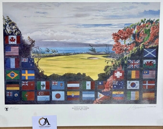 The World Cup of Golf 1987 Limited Edition 84/100 Print #Kapalua, Bay Course, Hawaii, from the Jim Fitzpatrick Collection.