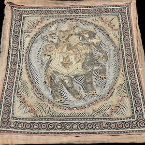 Vintage Burmese Silk Tapestry Embroidery Depcting an Elephant.