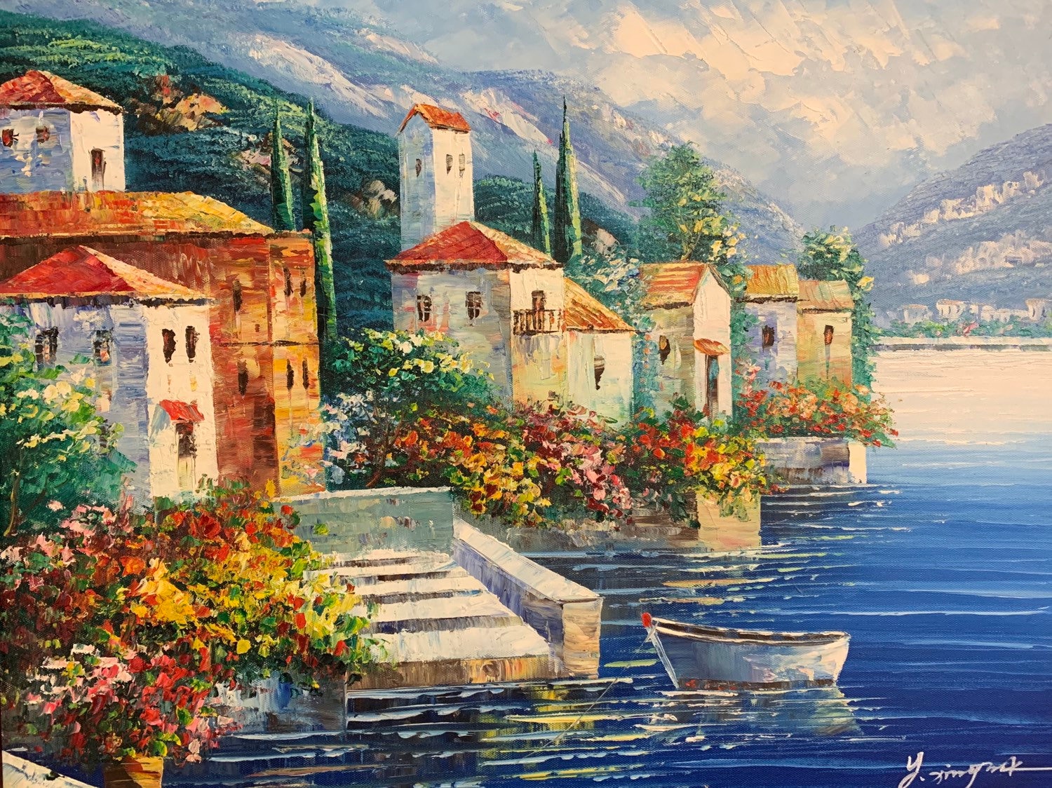 RESERVED FOR AUDREY **** Vintage Oil Painting on Canvas Of An Italian