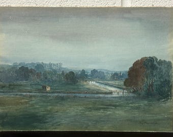 Landscape River Scene - Watercolour on Board by Roy Beddington – Circa 1950s