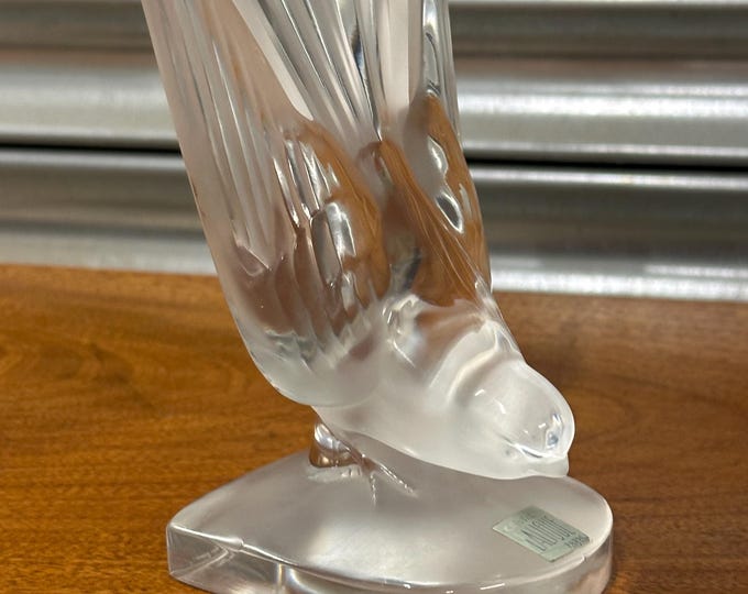 Vintage Lalique Frosted & Clear Glass Bird Swallow Figurine – Elegant Art Deco Design