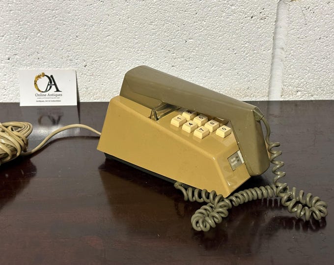 Retro Vintage Telephone No. 766 Green/Brown - Push Button Trim Phone - Props
