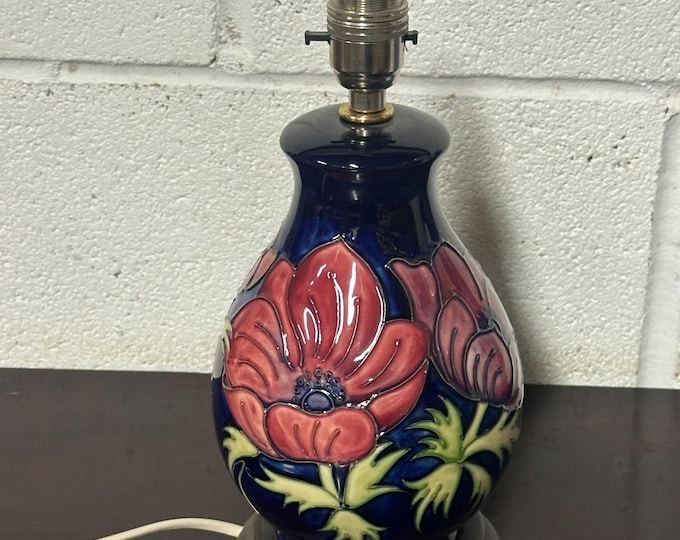 Gorgeous Moorcroft Anemone Pattern Large Ceramic Lamp Base - PAT Tested