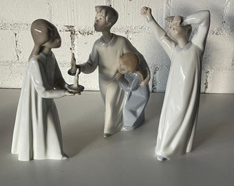 Three Lladro Bedtime Figurines with Candles