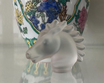 Vintage French Sevres Crystal Glass Horse Head Figurine