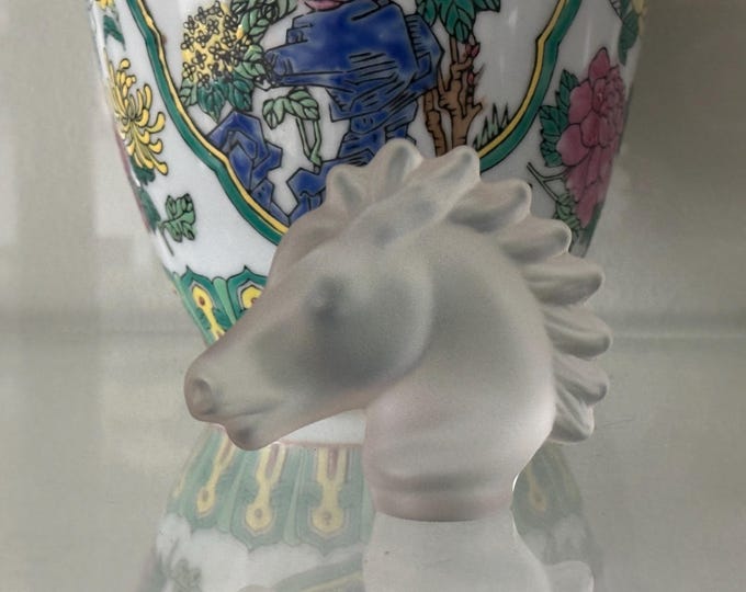 Vintage French Sevres Crystal Glass Horse Head Figurine