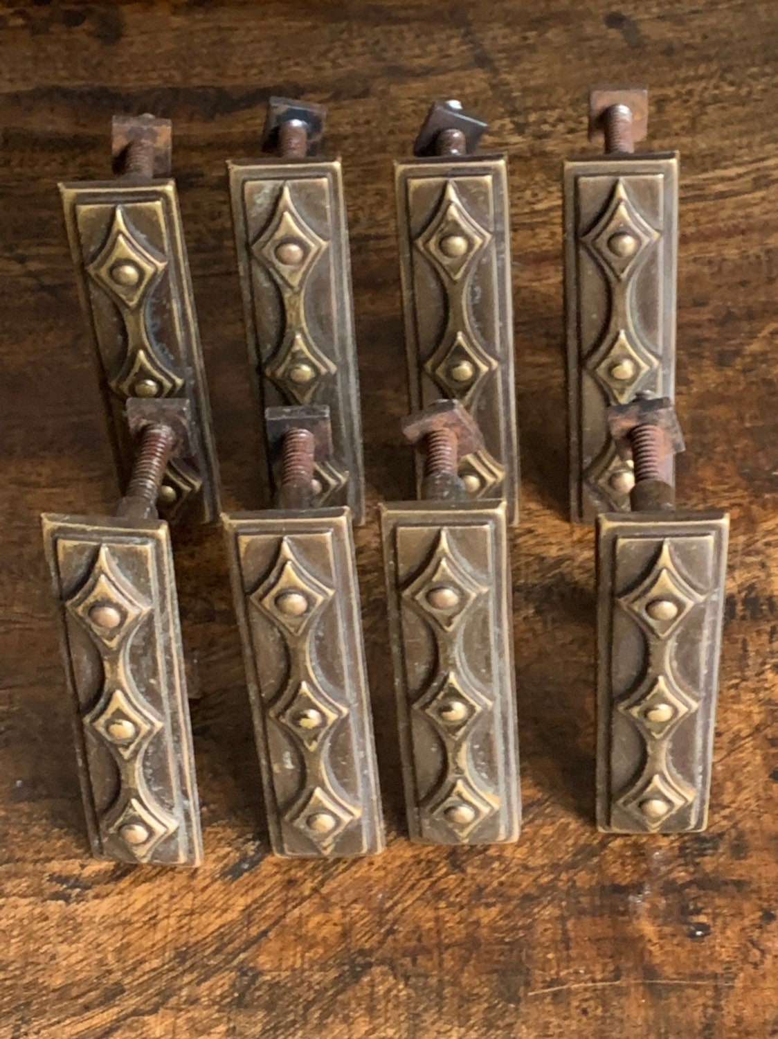 Set Of 8 Wonderful Original Art Deco Drawer Handles