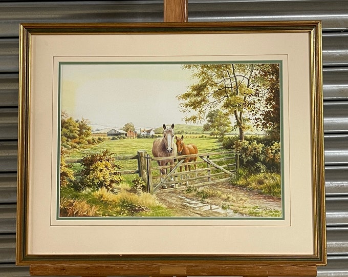 Wonderful Original Watercolour Titled Country Friends By Roy Lutner