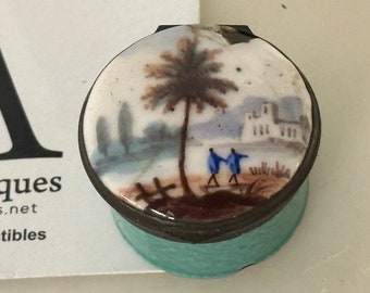 Caixa de esmalte pintada à mão com espelho, por volta do século XVIII (A/F)