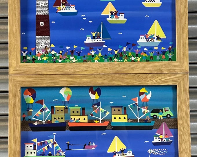 Pair of Acrylic Paintings by Gordon Barker, ‘The Regatta’ & ‘Celebration at the Harbour’