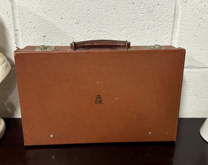 1950’s Queen Elizabeth II Government Minister Briefcase with ERII Royal Crown Motif