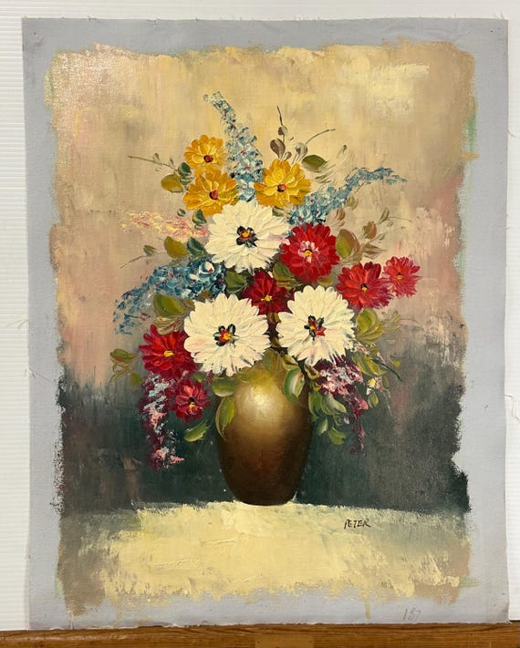 original oil painting Rose Peony flowers vase artwork Floral