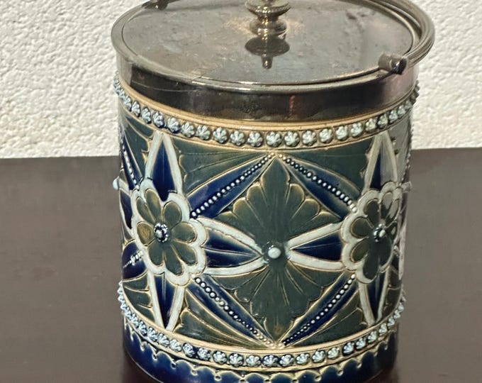Rare Antique Doulton Lambeth Biscuit Jar By Florence Barlow 1877 (A/F)