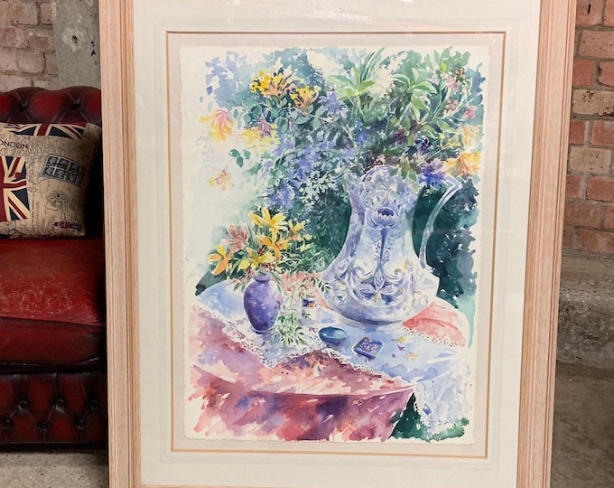 Stunning Large Original Still Life Floral Watercolour by Diana Winkfield